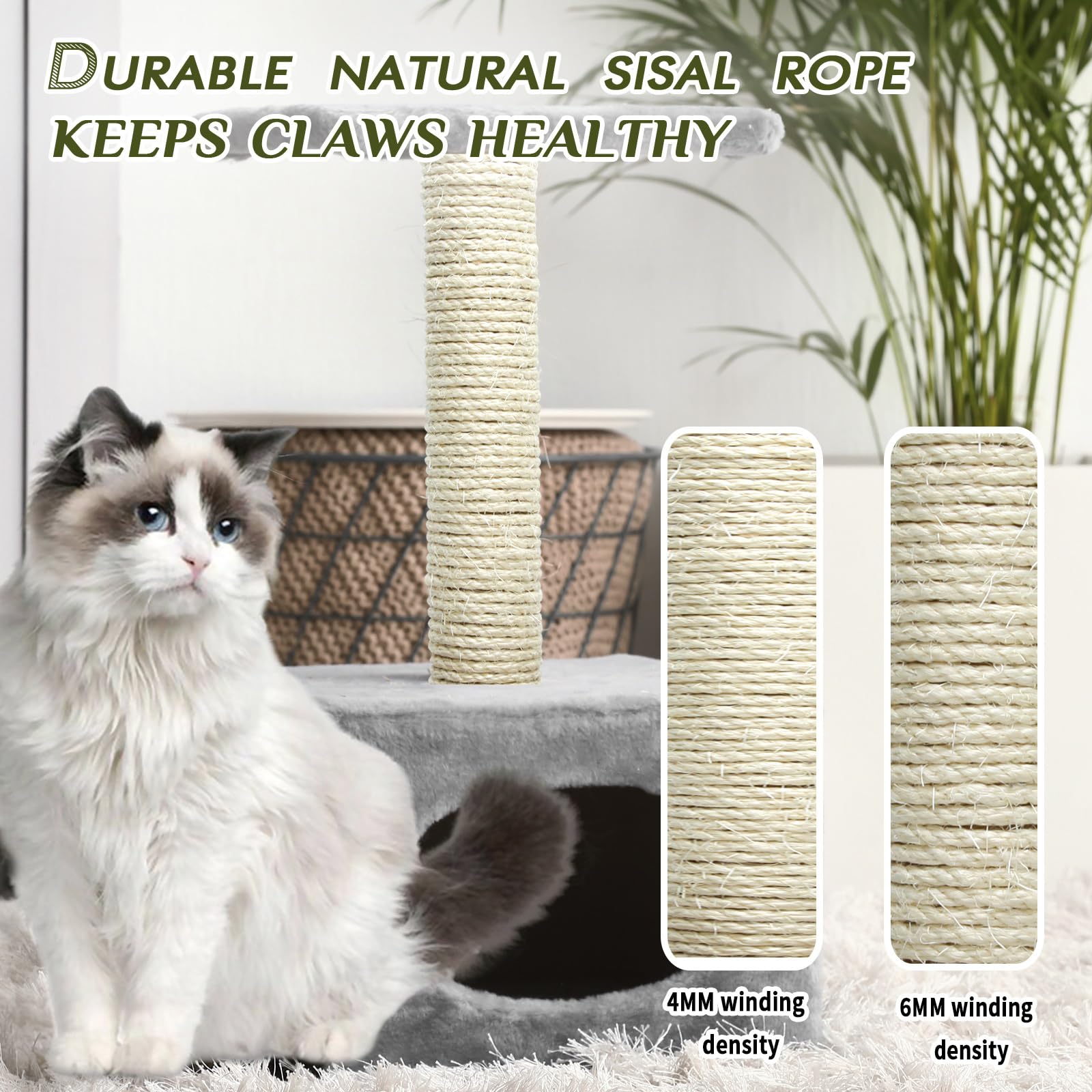 Cat Sisal Rope 164-Feet 4Mm For Scratcher Repair And Replace Scratching Post, Diy Hemp Twine Rope For Cat Tree Tower Carpet Mat